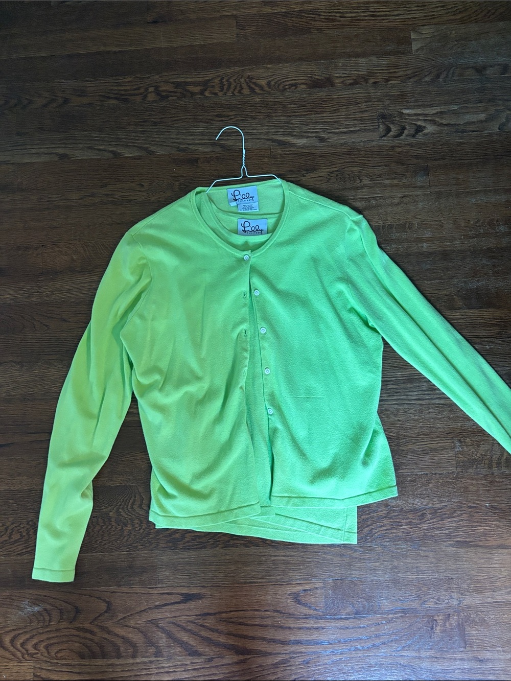 Lilly Pulitzer Neon Lime Green Crew Neck Cardigan